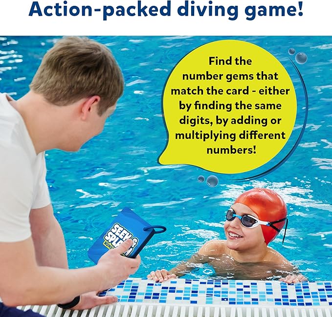 Skillmatics Pool Toys - Seek & Splash, Search & Find Water Game, Swimming Pool Number Dive Toy for Kids, Summer Fun & Gifts for Boys & Girls Ages 6, 7, 8, 9, 10, 11 & Up, Includes 50 Colorful Gems