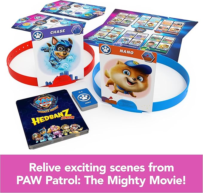 Hedbanz Junior PAW Patrol The Mighty Movie Game- Family Games | Games for Family Game Night| Kids Games | Card Games for Families & Kids Ages 5 and up