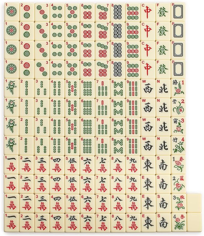 Yellow Mountain Imports "Bleau Fontaine Chinese Mahjong Set with 146 Medium Tiles and Blue Vinyl Case — for Chinese Style Gameplay Only [「「碧蘭楓丹」中國麻將]