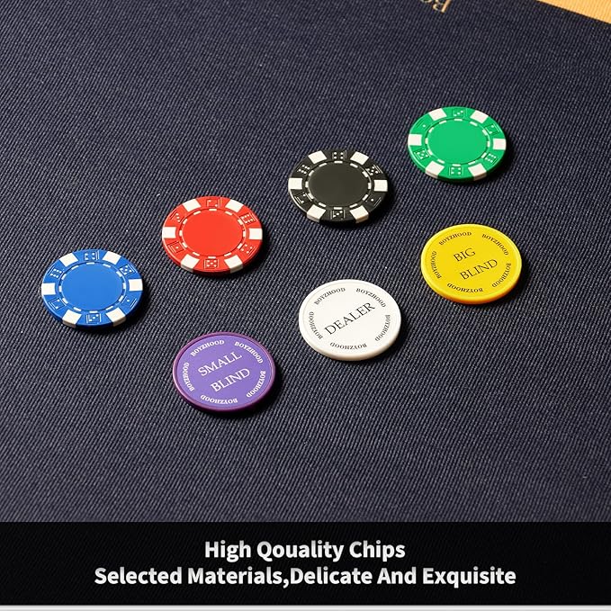 Boyzhood Poker Chips,200Pcs Poker Set with Aluminum Travel Case,11.5 Gram Poker Chips Set for Texas Holdem Blackjack Gambling
