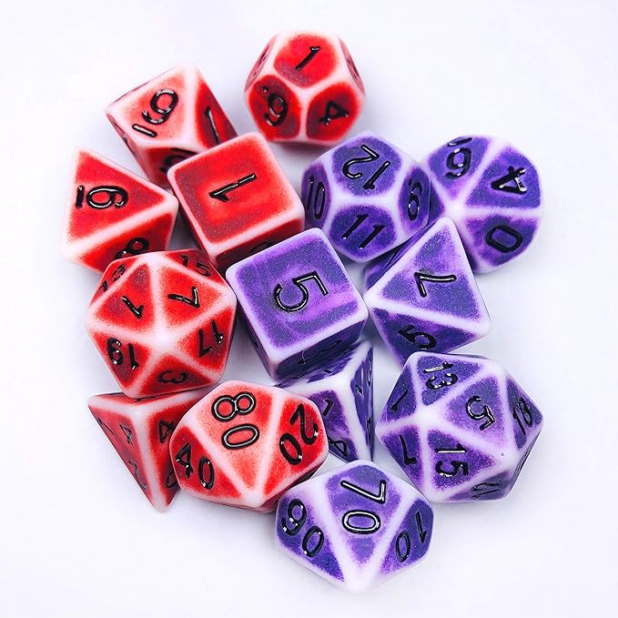 DND Dice Set 2 x 7 (14 PCS) Polyhedral Red Retro Distressed Dice for Dungeons and Dragons(D and D) RPG MTG Roleplaying Tabletop Dice Complete D4 D6 D8 D10 D12 D20
