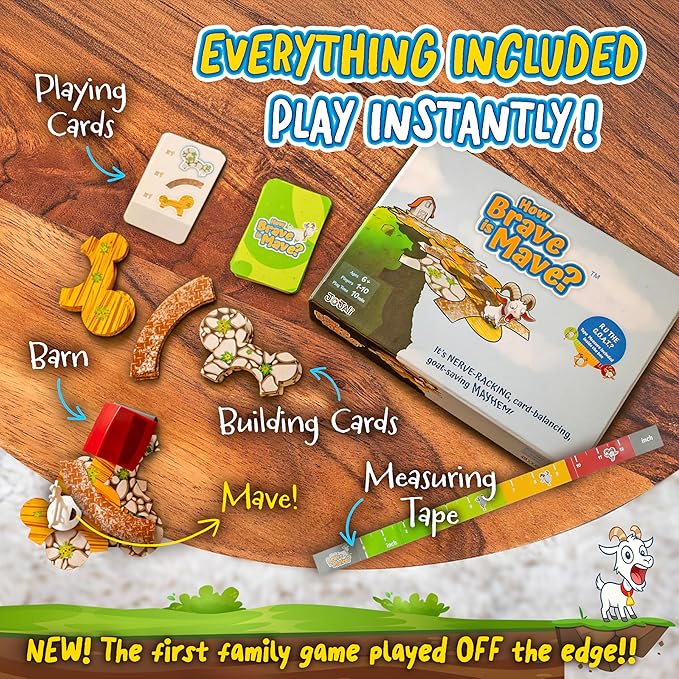 How Brave is Mave? - Never seen Before - Build Off The Edge of a Table - Laugh, Stack, and Topple - Competitive Game for Kids and Adults - Exciting Family Night Board Game
