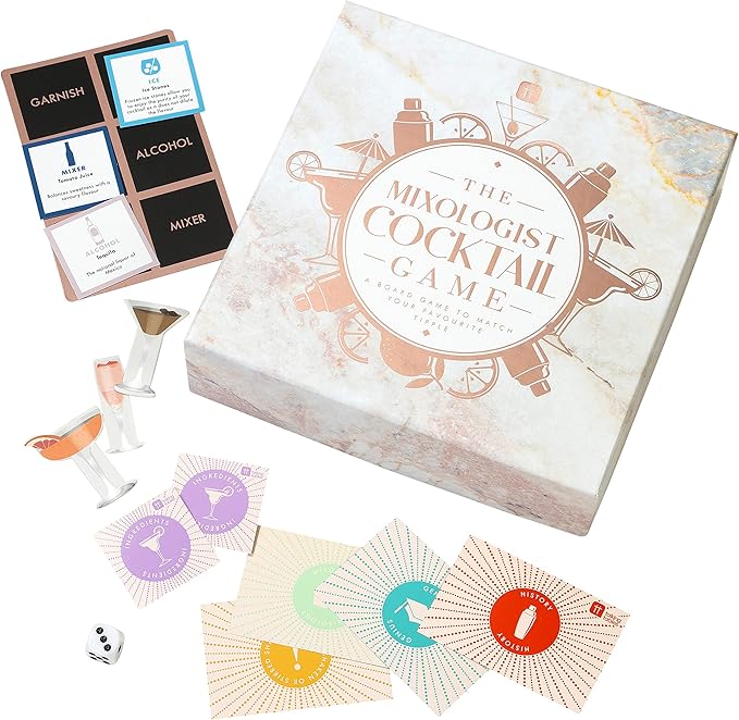 Cocktail Themed Trivia Board Game | Games Night | Adults, After Dinner Party, Table Game, General Knowledge, Alcohol, Cocktails, Drinking, Mixologist, Hen or Stag Do, Christmas, Birthday, Present