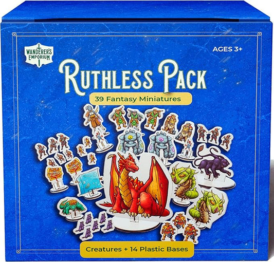 Hard Flat Minis for DND Miniatures with Bases | 28mm - 32mm Scale Dungeons and Dragons Starter Set 5e (Ruthless Pack, 39, Miniatures)
