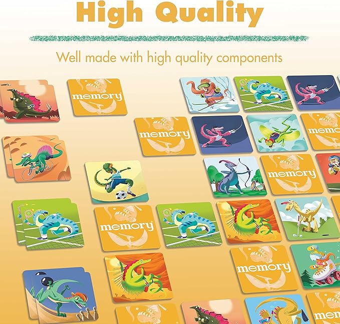 Ravensburger Dinosaur Sports Memory Game for Girls & Boys Ages 3 to 5–A Fun & Fast Dino Memory Game