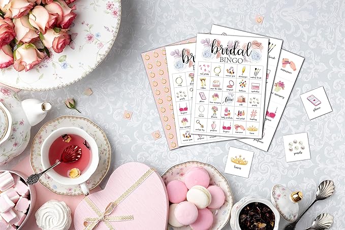 Bridal Bingo Cards, Bridal Shower Game for 24 Players, Wedding/Bachelorette Party Games for Family Friends Activities, Holiday Party Favors Supplies Decorations(06)