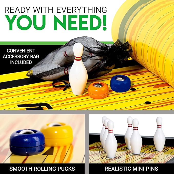 Franklin Sports Shuffleboard Table Game Mats – Tabletop Shuffleboard Mats and Pushers – Indoor Shuffleboard Games