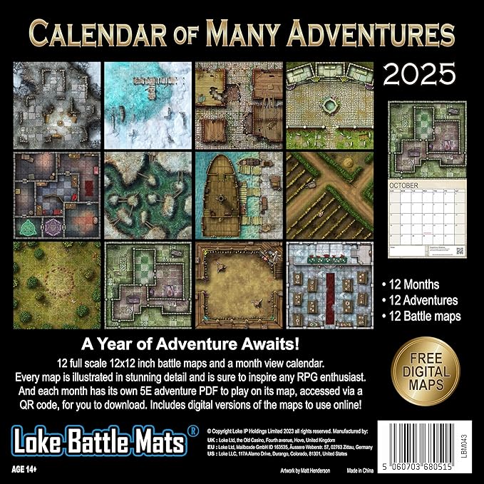 Calendar of Many Adventures 2025, Strategy Board Game, for 2 to 10 Players and Ages 14+, Loke