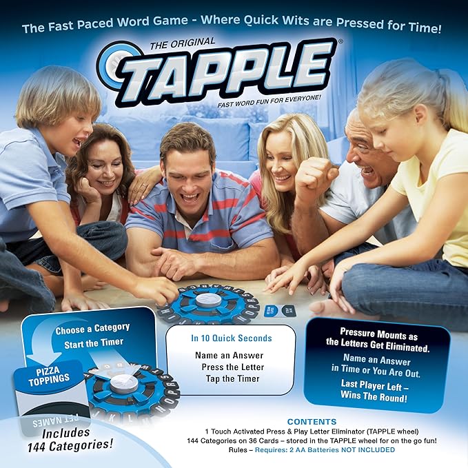 USAOPOLY TAPPLE® Word Game | Fast-Paced Family Board Game | Choose a Category & Race Against The Timer to be The Last Player | Learning Game Great for All Ages (1 Pack)