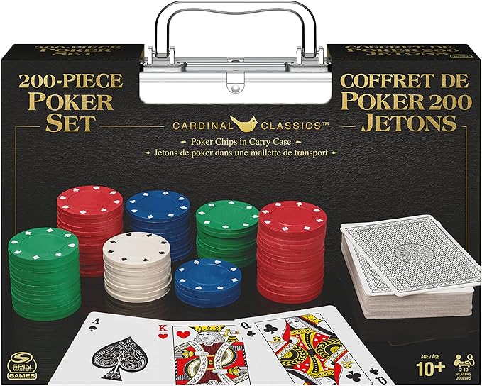 Spin Master Games Professional Texas Hold ‘Em Poker Set, Classic Game with 200 Dual-Toned Chips and Cards in an Aluminum Case