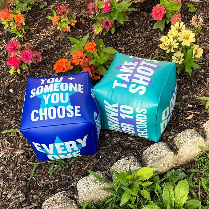 Giant Dice Drinking Game for Adults - Blow Up Dice PVC Inflatable and Reusable 2 Dice - 10" - Jumbo Dice for Indoor Outdoor Fun Games, Pool Parties, Lawn Floor Games