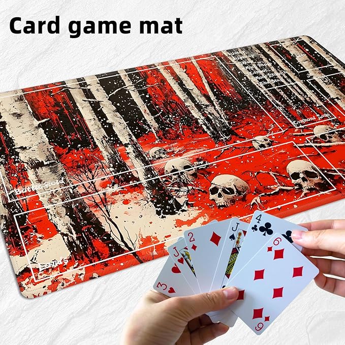 for MTG Playmat with Zones Storage Bag,for TCG Playmat and Playing Card Mat for Magic Board Games, Skulls Non Slip Stitched Edges Game Mat, Rollable Foldable Card Playmats