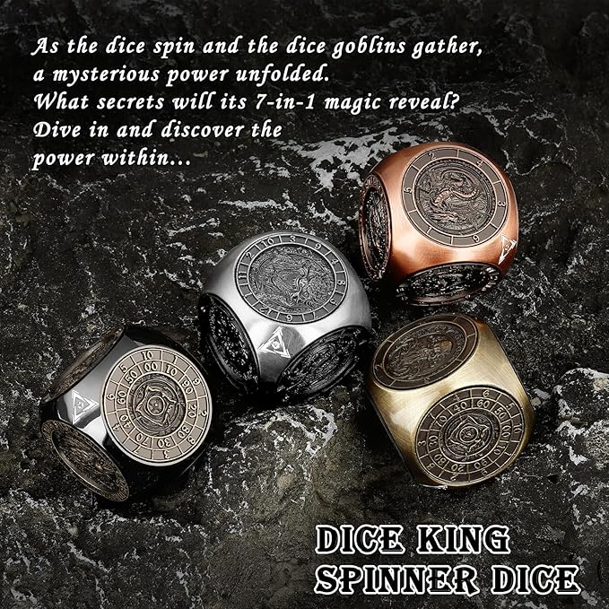 Haxtec Spinner Dice 7-in-1 Metal DND Dice Set Unique Dice Spinner Goblins Metal D&D Die for Dungeons and Dragons DND Gifts