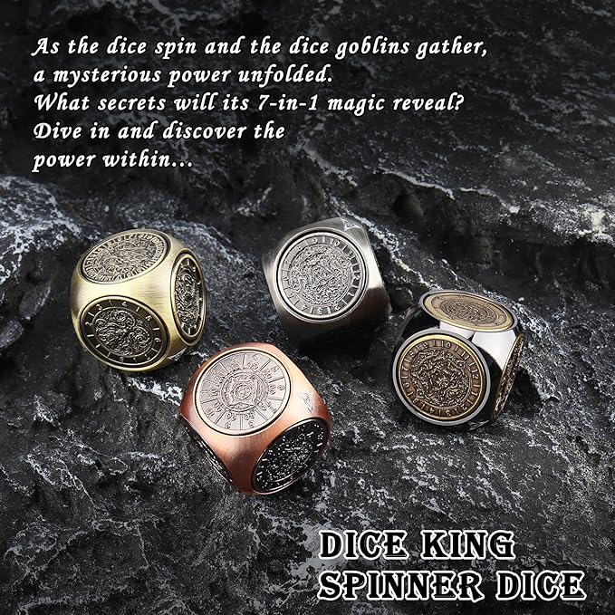 Haxtec Spinner Dice 7-in-1 Metal DND Dice Set Unique Dice Spinner Goblins Metal D&D Die for Dungeons and Dragons DND Gifts