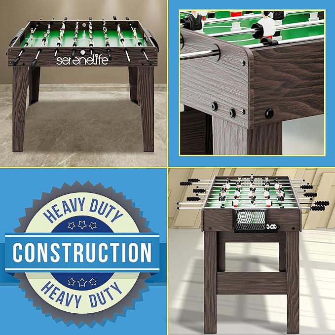 SereneLife Competition Sized Foosball Table, Full Size 48in Portable Soccer with Ball for Home, Arcade Game Room, Board Game for Indoor or Outdoor, Family Game Night, Perfect for Kids and Adults