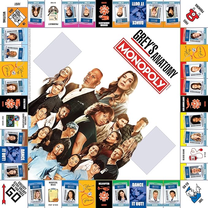 Monopoly: Grey's Anatomy Board Game | Featuring Ferry Boat, Clipboard, Scrub Top, and More | Buy, Sell, Trade Iconic Doctors from Miranda Bailey to Meredith Grey | Officially Licensed Collectible