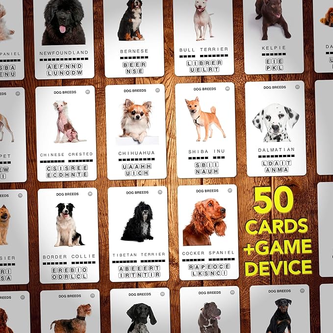 100 PICS Dogs Travel Game | Learn 100 Dog Breeds Flash Cards with Slide Reveal Case | Card Game, Gift, Stocking Stuffer | for Kids and Adults | Ages 6+