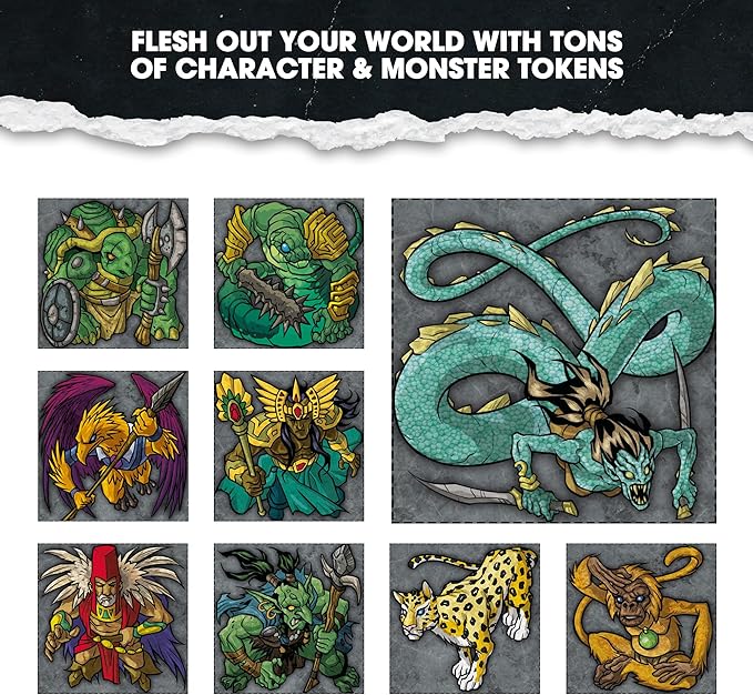 Dungeon Craft Jungles of Dread – Modular Terrain Set for DND & RPG – 100+ Double-Sided Waterproof Map Tiles with 1" Grid