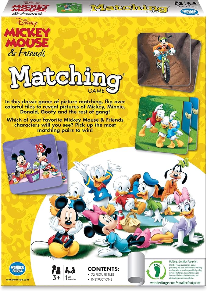 Wonder Forge Mickey Mouse Matching Game - Fun and Educational Disney Memory Card Game for Toddlers, Kids, Boys and Girls Ages 3-5 - Develops Focus, Analysis, and Learning Skills