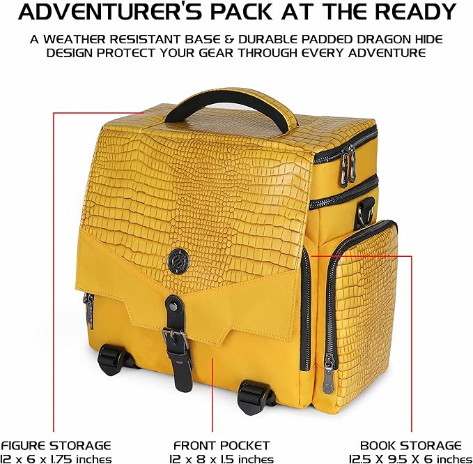 ENHANCE Collector's Edition RPG Adventurer's DND Bag - Outdoor Dragon Skin Travel Bag with Miniature Storage Chest, Mat Holder, DND Dice and Token Pockets, Fits for 4