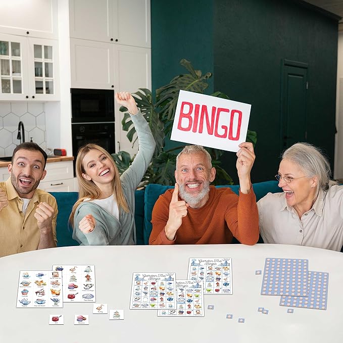 Garden Tea Bingo Game - Tea Party Bingo Card - 24 Players Bingo Game Set Indoor Outdoor Activities - Tea Party, Bridal Shower, Birthday Party Favors Supplies -A05