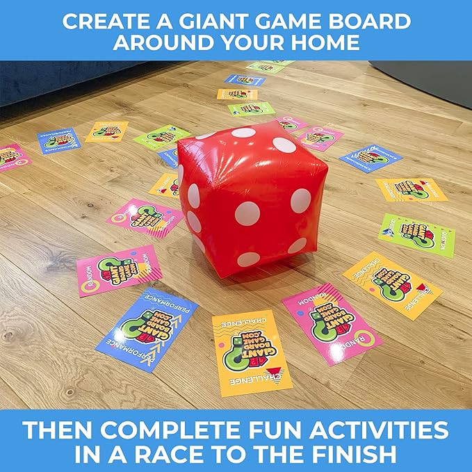 QUOKKA Giant Outdoor Games for Kids Ages 8-12 - Yard Card Game with Jumbo Dice for Teen Party - 250 Fun Challenges - Quick Set Up - Educational Quiz - Lawn or Floor - Learning Board Game