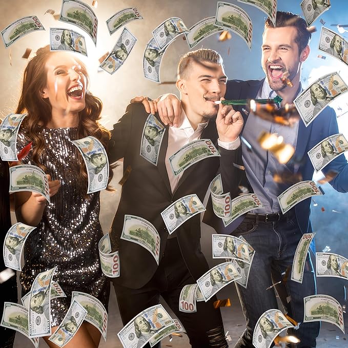 100Pcs Fake Money Prop Money Movie Money Education Learning Toy for Music Video, Develops Early Math Skills, Play Money for Board Game, Moive, Magic, Party