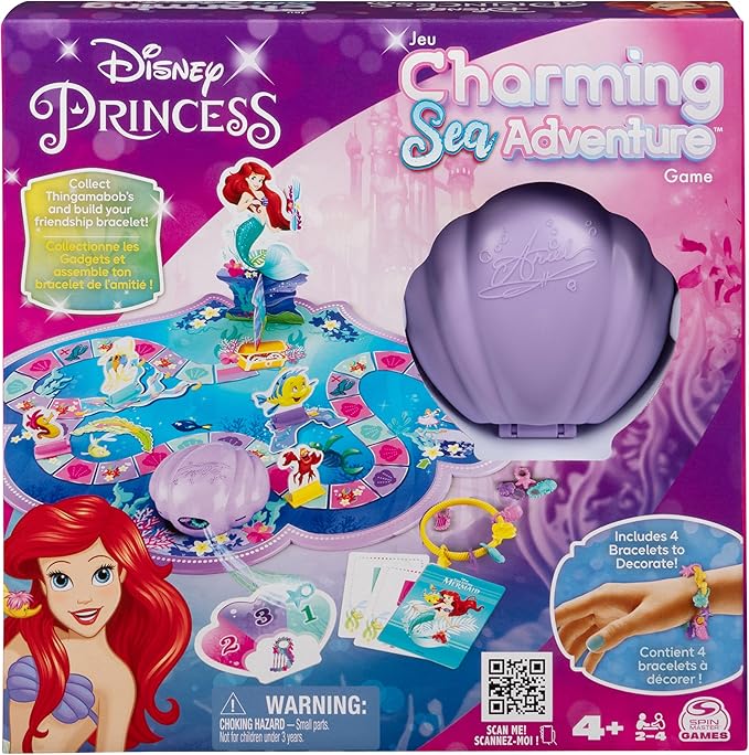 Spin Master Games, Disney Princess, Little Mermaid Charming Sea Adventure Game, Disney Princess Toys for Kids, 2-4 Players, for Ages 4+