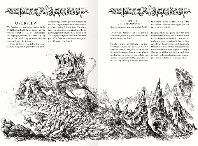 Free League Forbidden Lands: The Bloodmarch - Hardcover Expansion RPG Book, Free League Publishing, Expands The Forbidden Lands World In A New Area, New Campaign, Role Playing Game
