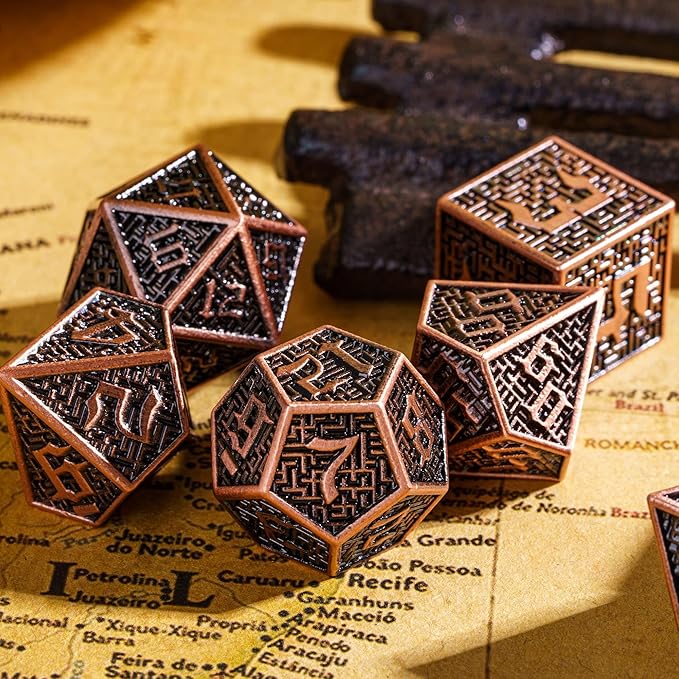 UDIXI Polyhedral Dice Set Metal DND Dice 7PCS Maze Carved Dungeons and Dragons Dice for Role Playing Dice Games