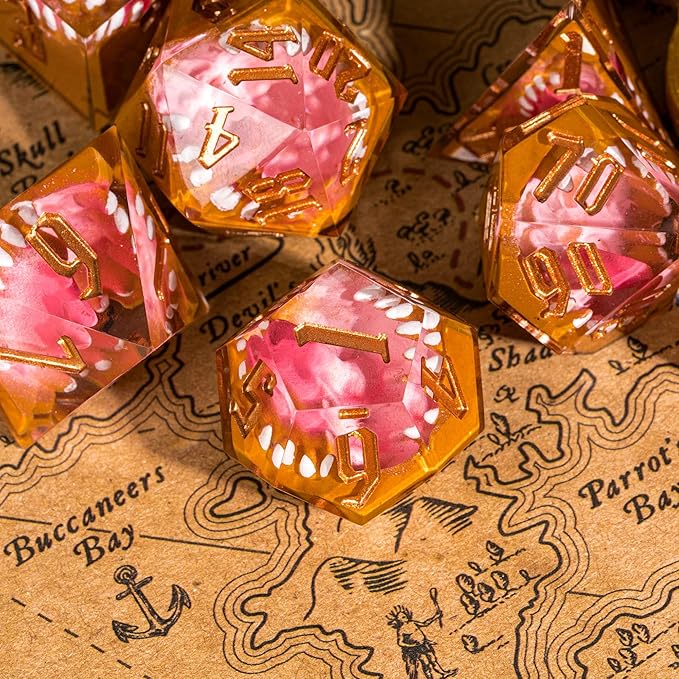 7PCS Tooth Monster Dice Set,Handmade Sharp Edge Dice Set D&D RPG Polyhedral Die,for Dungeons and Dragons TTRPG Games Roleplaying Games Pathfinder,with Gift Box