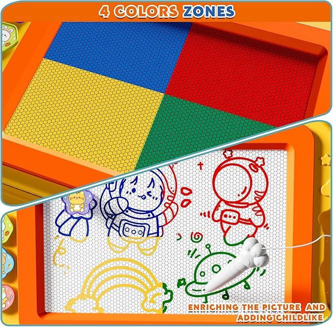 Large Magnetic Drawing Board 13 × 17 in Doodle Board Toddler Toys for Girls Boys 3 4 5 6 7 Year Old Kids, Preschool Educational Travel Toys Gifts Etch A Colorful Sketch Magnet Erasable Writing Pad