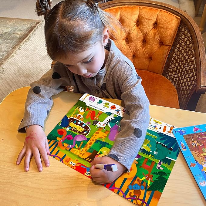 BenBen Preschool Learning Activities, 28 Pages, Search and Find Books, Travel Game for Road Trip, Kindergarten Educational Toys, Birthday Gift for Kids Toddlers Ages 3 4 5 6