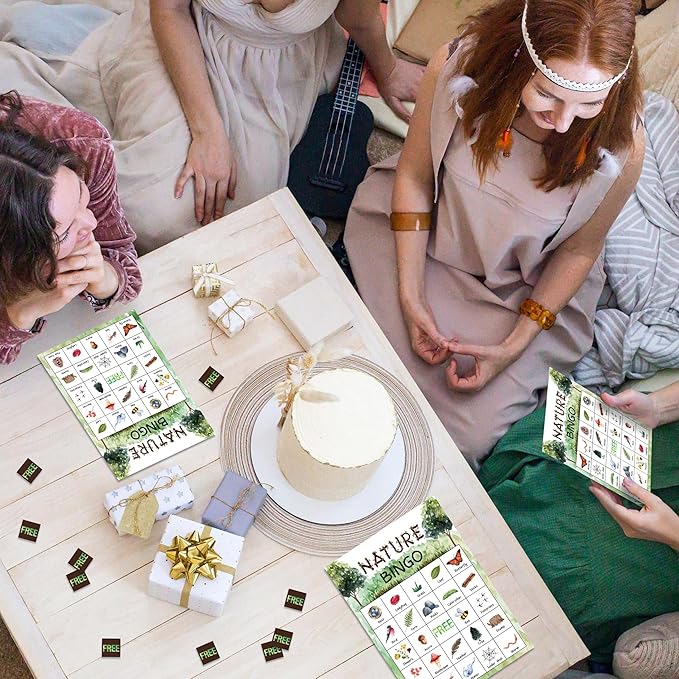 Nature Games Bingo Cards, Outdoor Camp Theme Game for Family Friends, Large Multiplayer Group Activities, Camping Party Birthday Favors Gifts -04