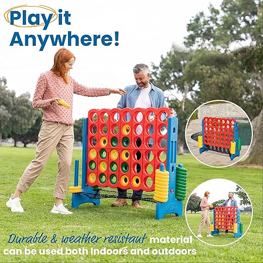 ECR4Kids Jumbo 4-To-Score with Mesh Net and Carry Bag, Giant Game, Assorted