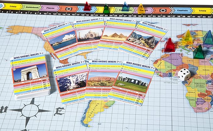 Who Knows Where? - The Location Guessing Educational Family Board Game for kids and adults, where You guess famous geography locations on a map of The world.