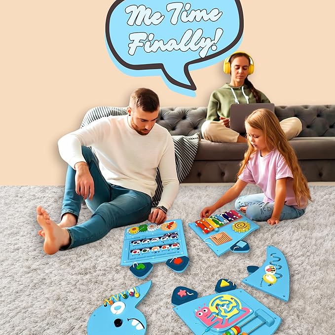 Activity Wall Busy Board, Sensory Wall Panel for Kids, 12 in 1 Learning Activity Center, Large Busy Board Wooden, Gift Idea for Kids 2-6 Years, Montessori Sensory Toys, Viga Toys