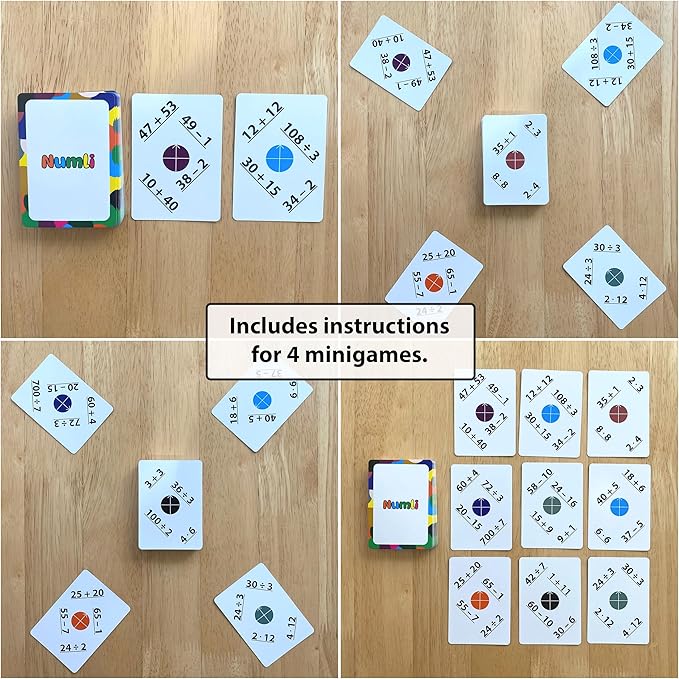 Numli - Summer Math Booster Game 5th, 6th, 7th Grade - More Fun Than Flash Cards - Add, Subtract, Multiply, Divide - Classroom Games - Educational Games - Math Card Games