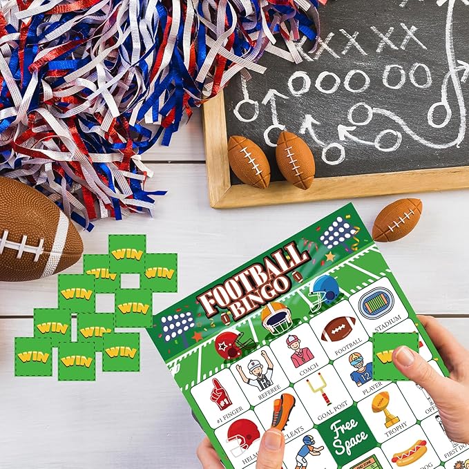 Football Party Games Football Bingo for Adults Kids Football Games 24 Players Football Activities Football Birthday Party Supplies Favors