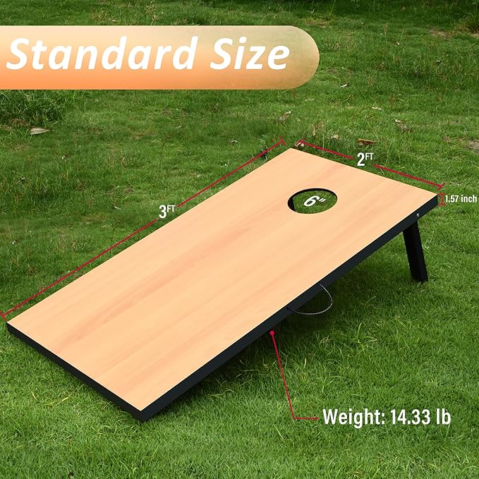 Cornhole Set, Tailgate/Regulation Size Cornhole Boards with 8 Bean Bags and Carrying Case, 3x2/4x2 Corn Hole Outdoor Game Toss Board for Adults Outside Activities