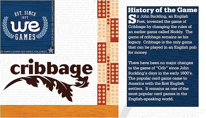 WE Games 4 Player Wooden Cribbage Board, Solid Natural Wood 4 Track Board, Plastic Pegs and Instructions, Card Games for Families and Adults