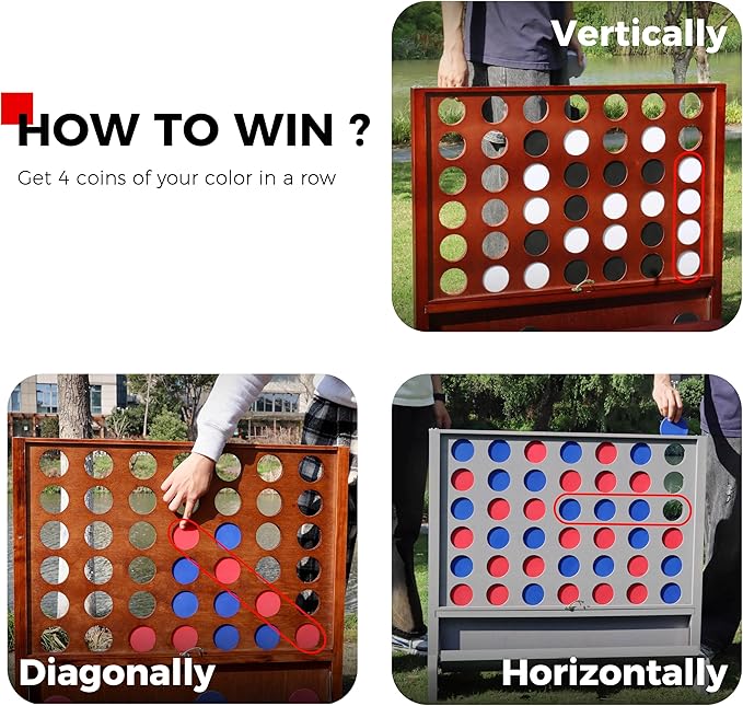 SPORT BEATS Giant Wooden 4 in a Row with Foldable Tray Connect Games Yard Giant Outdoor Beach Games - Two Ways to Play
