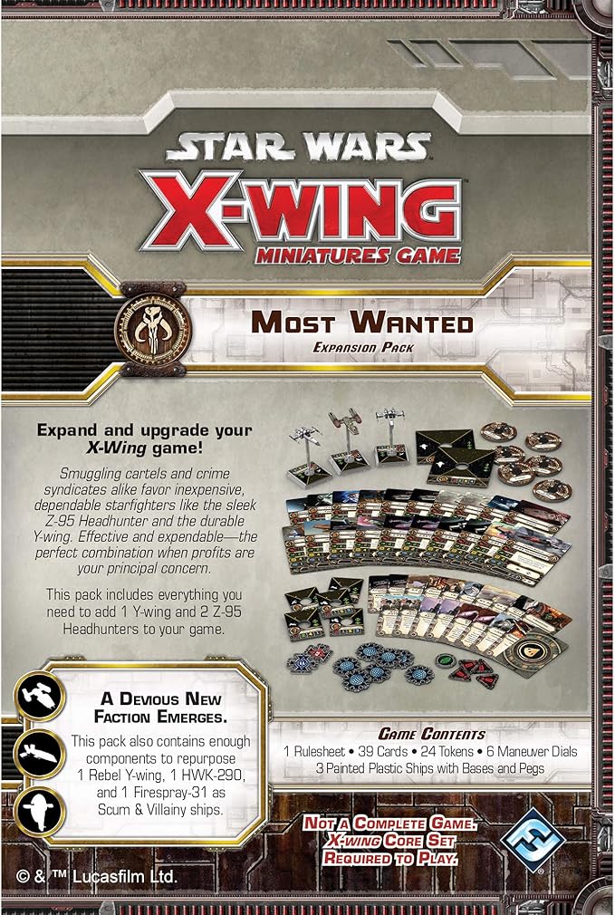 Star Wars X-Wing 1st Edition Miniatures Game Most Wanted EXPANSION PACK | Strategy Game for Adults and Teens | Ages 14+ | 2 Players | Average Playtime 45 Minutes | Made by Atomic Mass Games