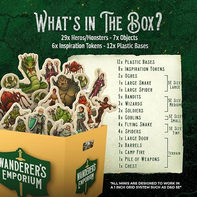 Hard Flat Minis for DND Miniatures with Bases | 28mm - 32mm Scale Dungeons and Dragons Starter Set 5e (Essentials Pack, 36, Miniatures)