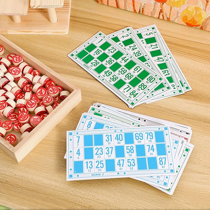 Lotto Game, Bingo Cards Set Russian Bingo Board Game Set of Wooden Barrels Cards Bingo Game Chips