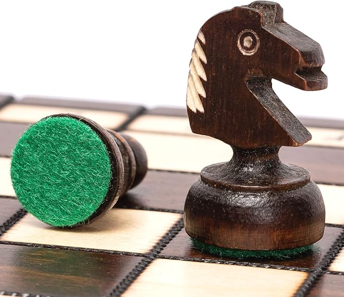Husaria European International Chess Wooden Game Set, King's Classic - 11.3-Inch Small Size Chess Set with Folding Board and Felt Bottom Chessmen