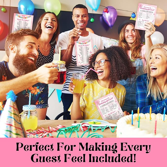 Who Knows The Birthday Girl Best Game - 50 Pcs Teen Girl Birthday Party Games, Would She Rather Preppy Sleepover Party Supplies For Girls, Fun Birthday Activities For Teens Party Decorations