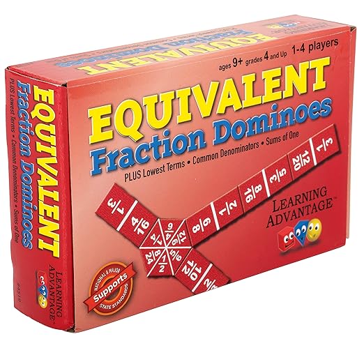 LEARNING ADVANTAGE-4519 Equivalent Fraction Dominoes - Math Games for Kids - Teach Fractions - In-Home Learning