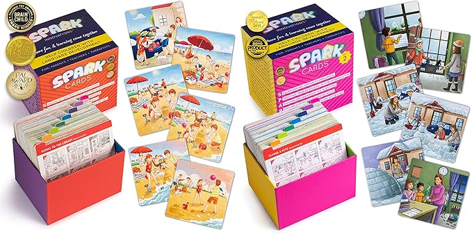 SPARK INNOVATIONS Sequencing and Storytelling Cards, Speech Therapy Game, Special Education Materials, Sentence Building, Problem Solving, English Language Learners (Sequence Cards 1 and 2 Combo)