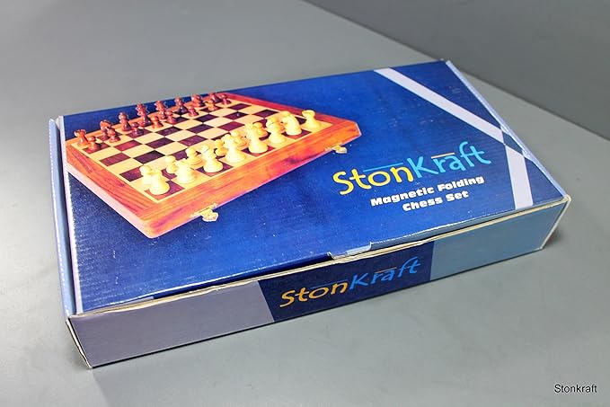 StonKraft Wooden Chess Board Game Set with Wooden Magnetic Chess Pieces (12" X 12" Inches)